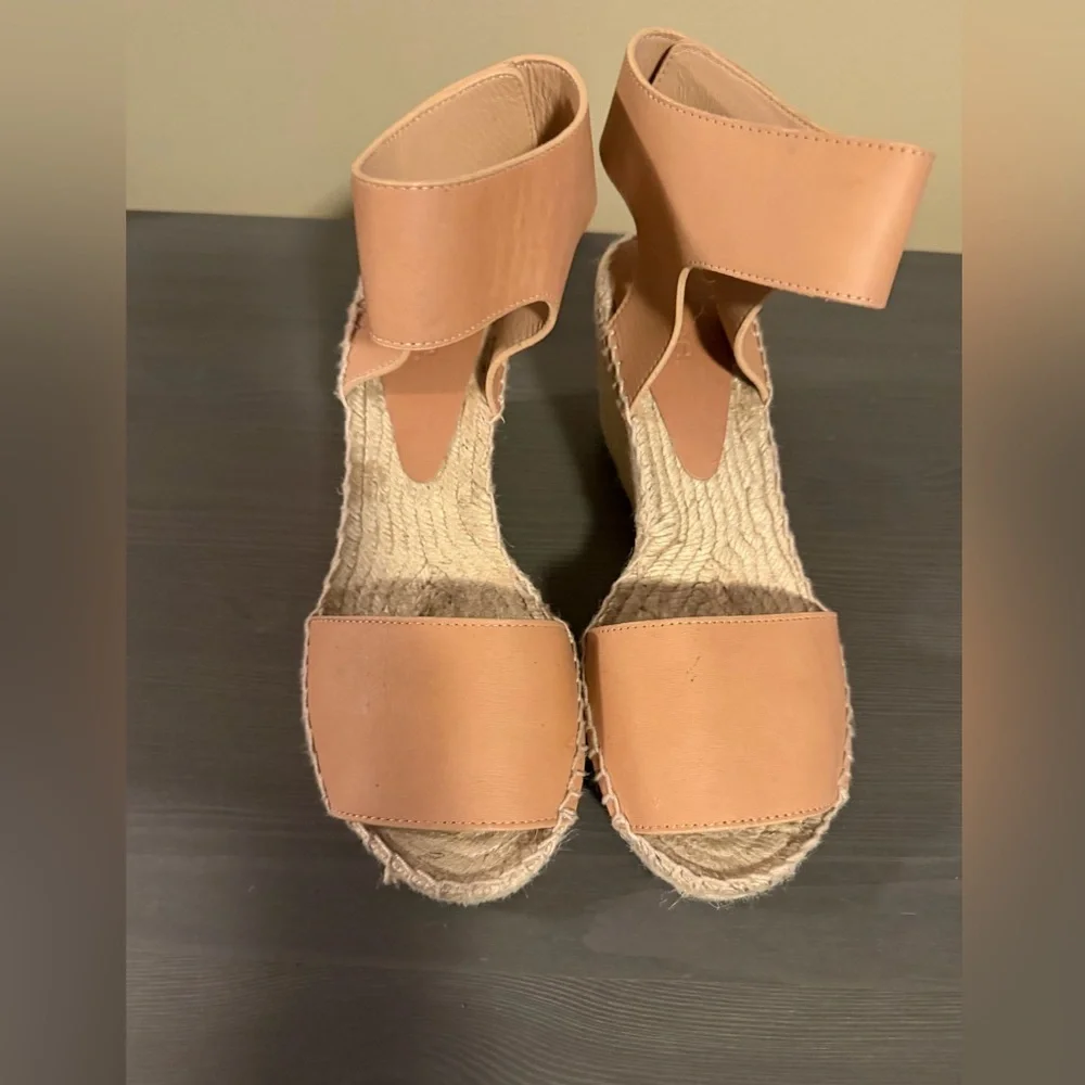 Vince Sophie Women's Nude Leather Wedge Espadrilles